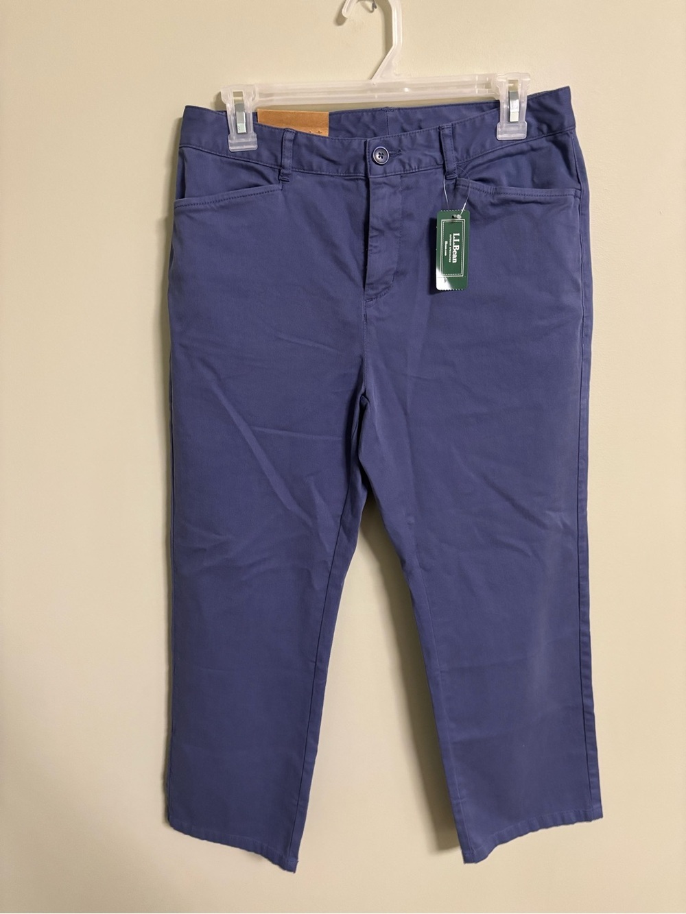 LL Bean Womens Size 6 Small Blue Chino Pants Straight Leg Crop Regular Fit New